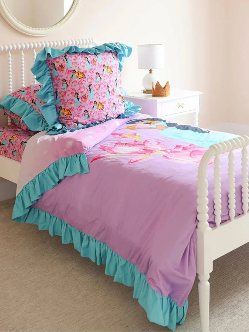 Posh Peanut Pink & Teal Disney Princess Jasmine Castle Duvet Cover